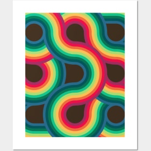 Rainbow Retro Stripes Posters and Art